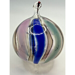 Vintage Art GlassTwisted Blue‎ Purple Green Maroon Ornament U257/5